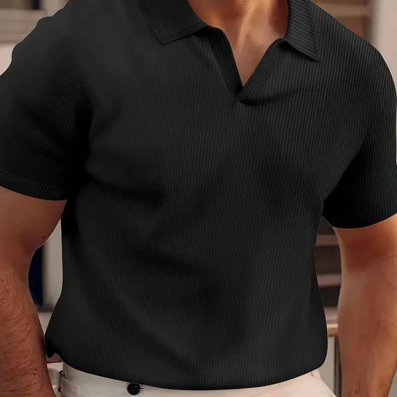 Polo casual de manga curta para homens