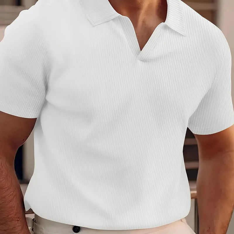 Polo casual de manga curta para homens